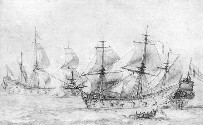 PUGET, Pierre Two Vessels under Sail Sweden oil painting art